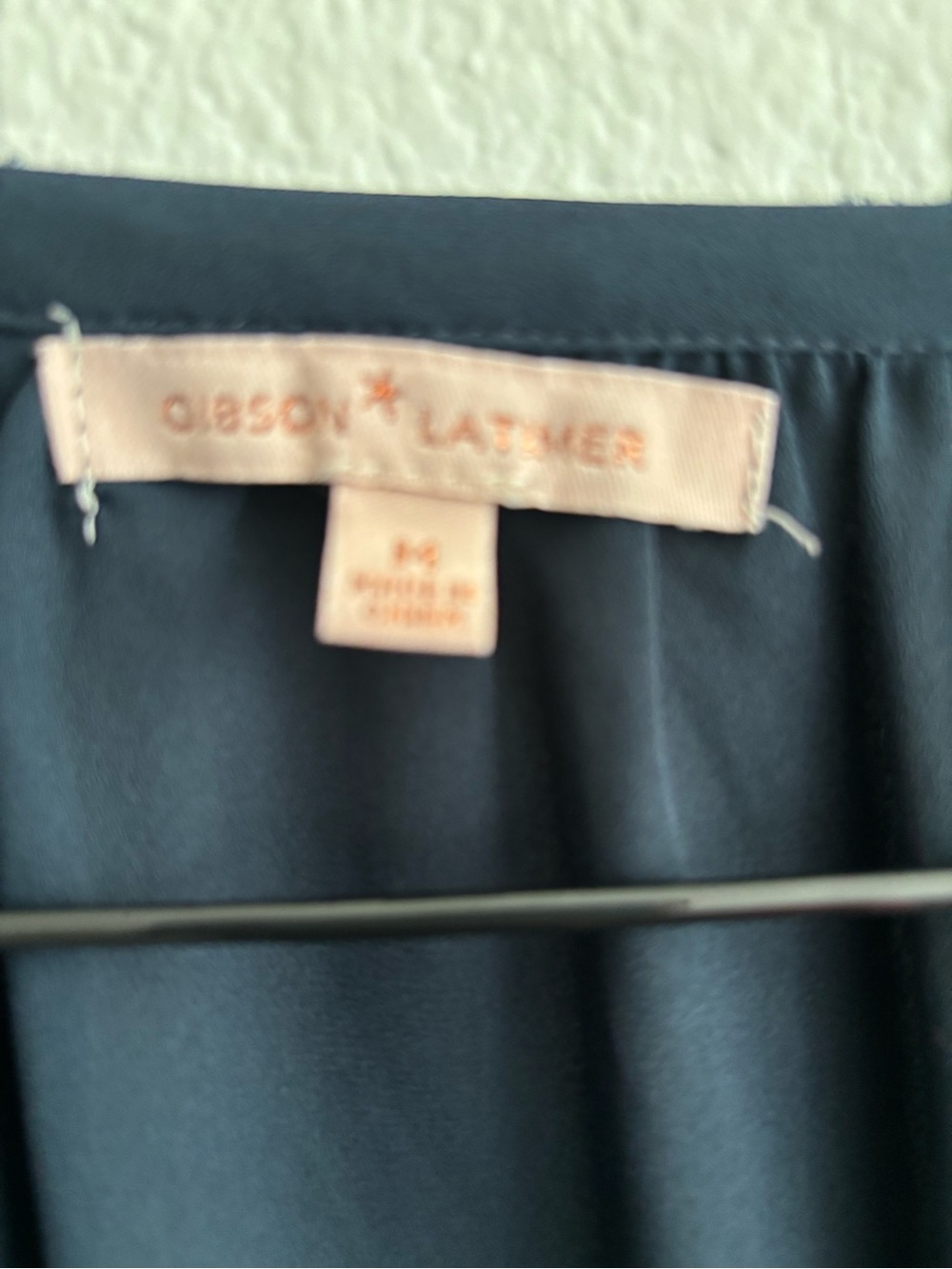 Gibson Latimer Navy Blue Women's Top with Pink Label